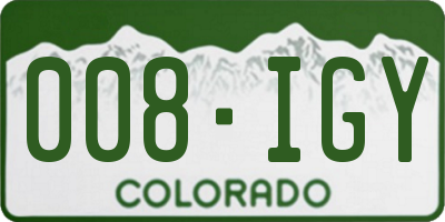 CO license plate 008IGY