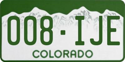 CO license plate 008IJE