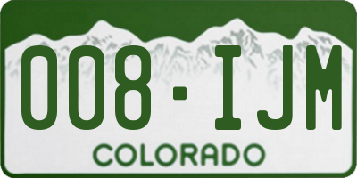 CO license plate 008IJM