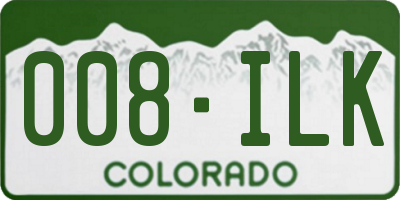 CO license plate 008ILK