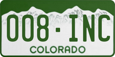 CO license plate 008INC