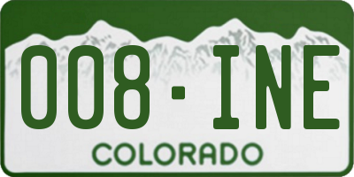 CO license plate 008INE