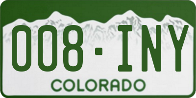 CO license plate 008INY