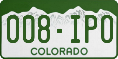 CO license plate 008IPO