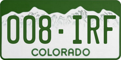 CO license plate 008IRF