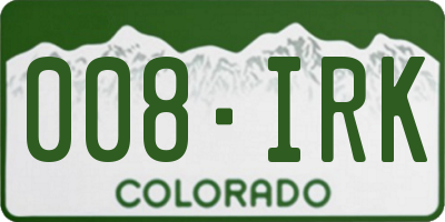 CO license plate 008IRK
