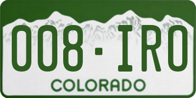 CO license plate 008IRO