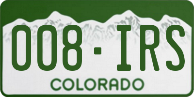 CO license plate 008IRS