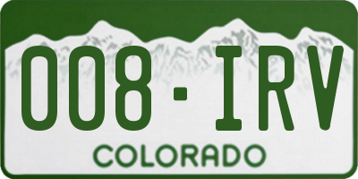 CO license plate 008IRV