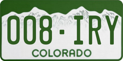 CO license plate 008IRY