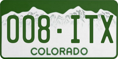 CO license plate 008ITX