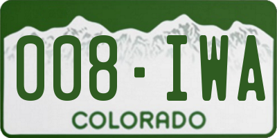 CO license plate 008IWA