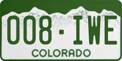 CO license plate 008IWE