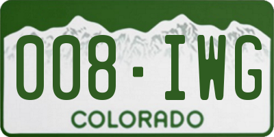 CO license plate 008IWG