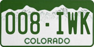 CO license plate 008IWK