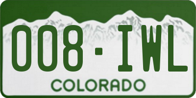 CO license plate 008IWL