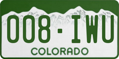 CO license plate 008IWU