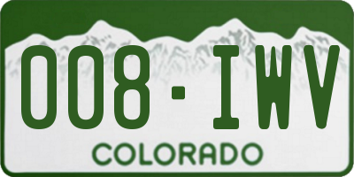 CO license plate 008IWV
