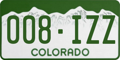 CO license plate 008IZZ