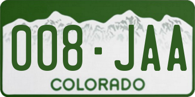 CO license plate 008JAA