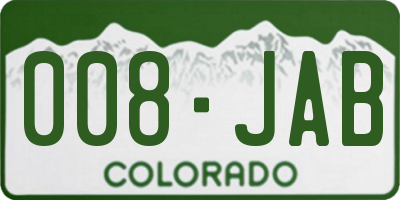 CO license plate 008JAB