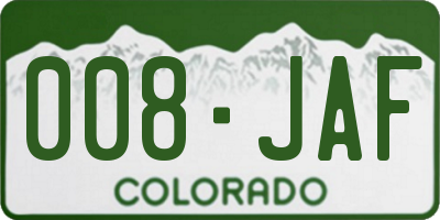 CO license plate 008JAF