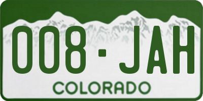 CO license plate 008JAH