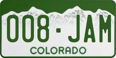 CO license plate 008JAM