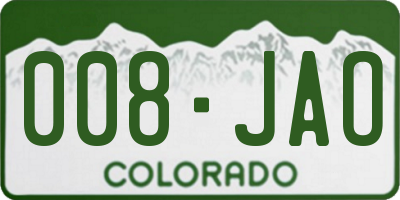 CO license plate 008JAO