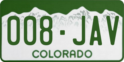 CO license plate 008JAV