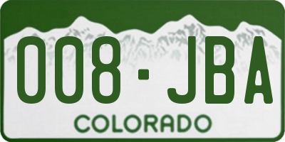 CO license plate 008JBA