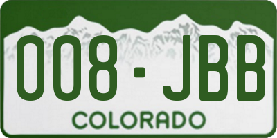 CO license plate 008JBB