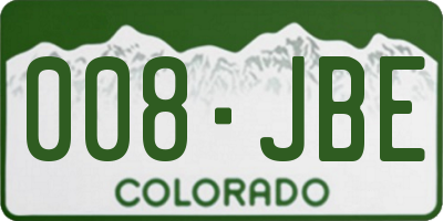 CO license plate 008JBE