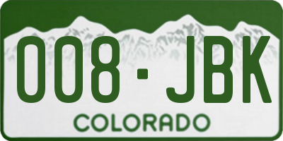 CO license plate 008JBK