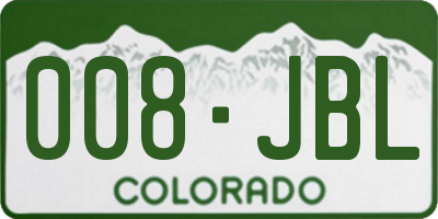 CO license plate 008JBL