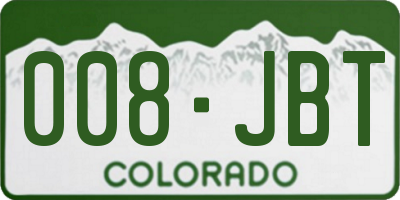 CO license plate 008JBT