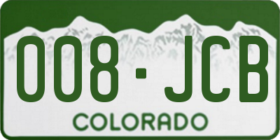 CO license plate 008JCB