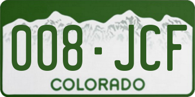 CO license plate 008JCF