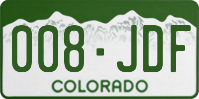 CO license plate 008JDF