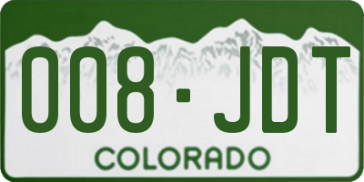 CO license plate 008JDT