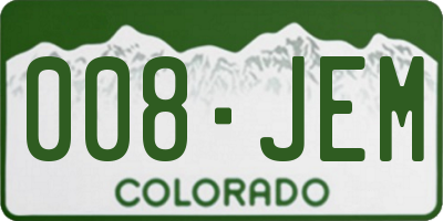 CO license plate 008JEM