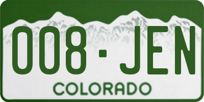 CO license plate 008JEN