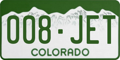 CO license plate 008JET