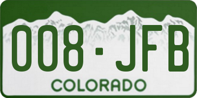 CO license plate 008JFB