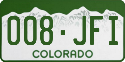 CO license plate 008JFI