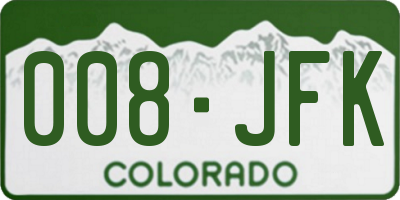 CO license plate 008JFK