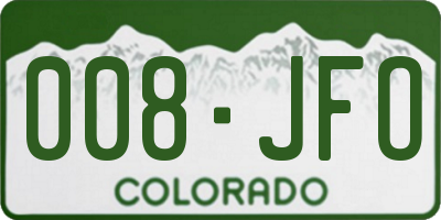 CO license plate 008JFO