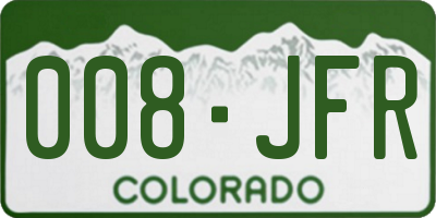 CO license plate 008JFR