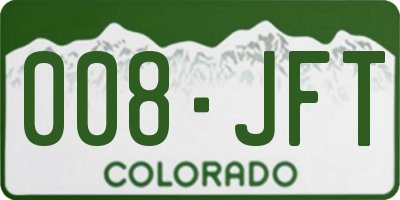 CO license plate 008JFT