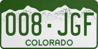 CO license plate 008JGF